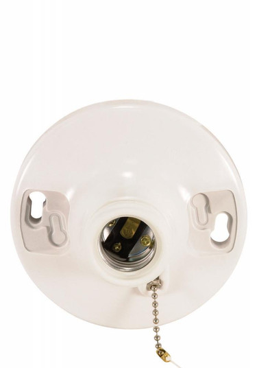 4 Terminal White Phenolic On-Off Pull Chain Ceiling Receptacle; Screw Terminals; 4-1/2'' (27|90/481)