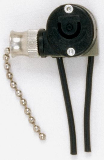 On-Off Canopy Switch; Single Circuit With Metal Chain; White Cord And Bell; 6A-125V, 3A-250V Rating; (27|90/505)
