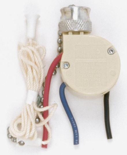 3-Way Ceiling Fan Switch; 2 Circuit With Metal Chain; White Cord And Bell; 6A-125V, 3A-250V Rating; (27|90/689)