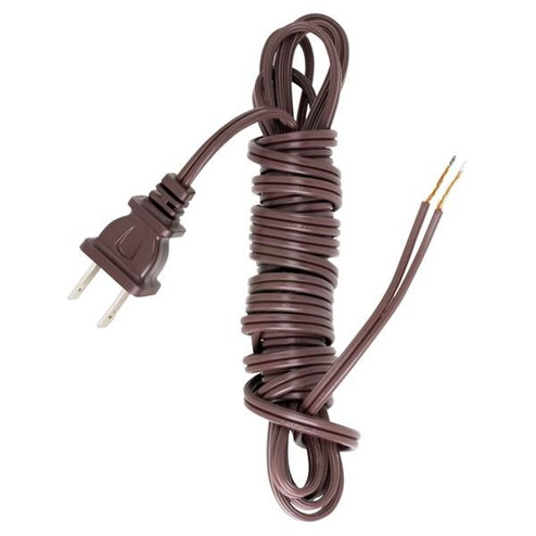 12 Foot 18/2 SPT-1 105C Cord Set; Brown Finish; 72'' Hank; 150 Carton; Molded Polarized Plug; (27|90/2035)