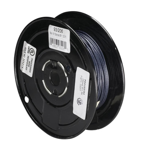 Lighting Bulk Wire; 18/1 Stranded Braid 200C SF-1; 250 Foot/Spool; Black (27|93/206)