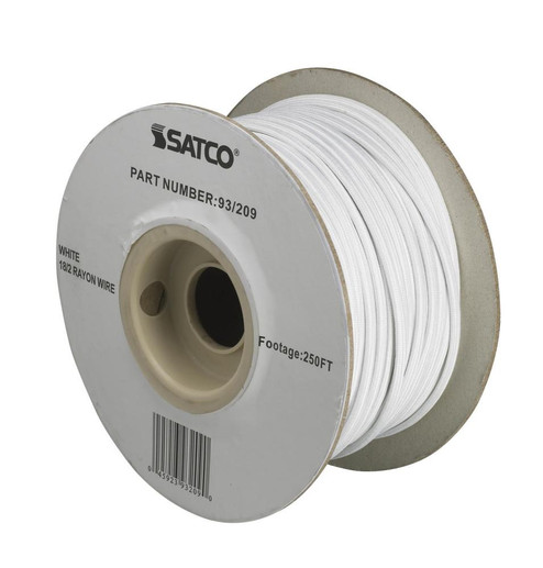 Pulley Bulk Wire; 18/2 Rayon Braid 90C; 250 Foot/Spool; White (27|93/209)