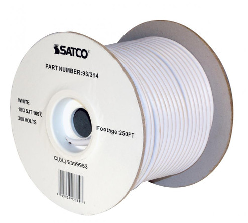Pulley Bulk Wire; 18/3 SJT 105C Pulley Cord; 250 Foot/Spool; White (27|93/314)