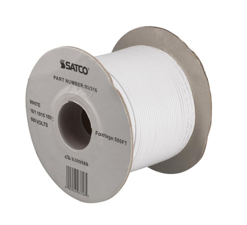 Lighting Bulk Wire; 18/1 Stranded AWM 105C UL 1015; 500 Foot/Spool; White (27|93/316)