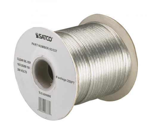Lamp And Lighting Bulk Wire; 18/2 SPT-1.5 105C; 250 Foot/Spool; Clear Silver (27|93/337)