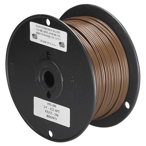Lamp And Lighting Bulk Wire; 22/2 SPT-1 105C; 250 Foot/Spool; Brown (27|93/189)