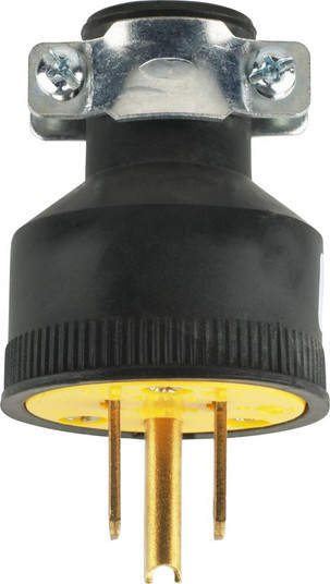Black 3 Prong Rubber Plug With Metal Grip; Ground 18/3-SVT Round Wire; 15A-125V (27|80/1688)