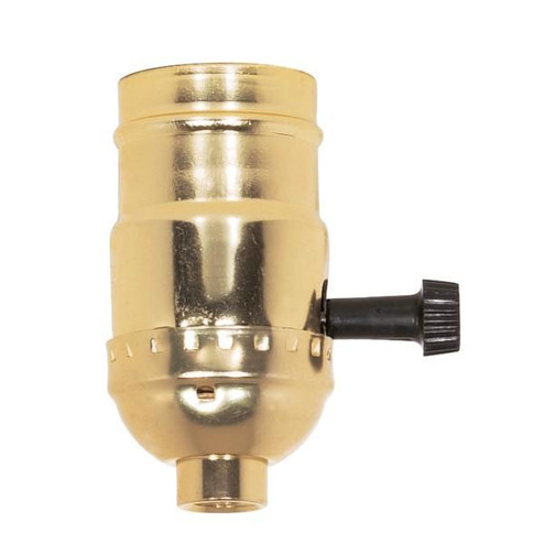 3-Way (2 Circuit) Turn Knob Socket With Removable Knob; 1/8 IPS; Aluminum; Brite Gilt Finish; 250W; (27|80/1158)