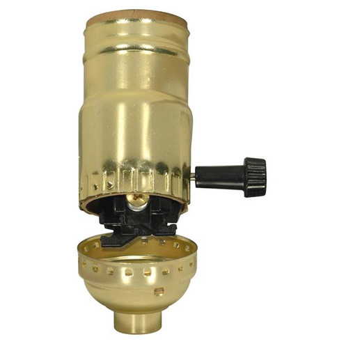 3-Way (2 Circuit) Turn Knob Socket With Removable Knob And Strain Relief; Aluminum; Brite Gilt (27|80/1118)