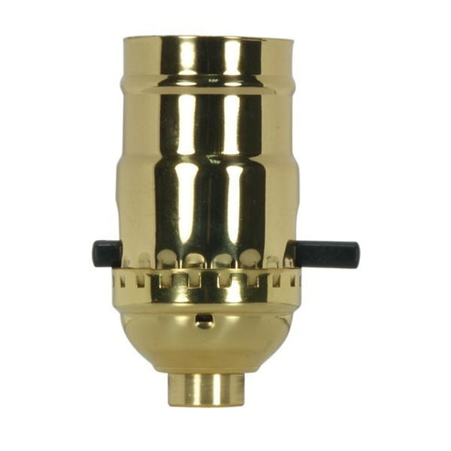 On-Off Push Thru Socket; 1/8 IPS; 3 Piece Stamped Solid Brass; Polished Brass Finish; 660W; 250V (27|80/1022)
