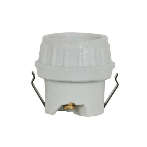 Keyless Porcelain Socket With Double Snap-In Clip; Glazed; 660W; 250V (27|80/1680)