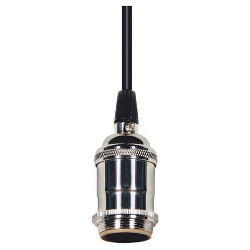 Medium base lampholder; 4pc. Solid brass; prewired; Uno ring; 6ft. 18/2 SVT Black Cord; Polished (27|80/2271)
