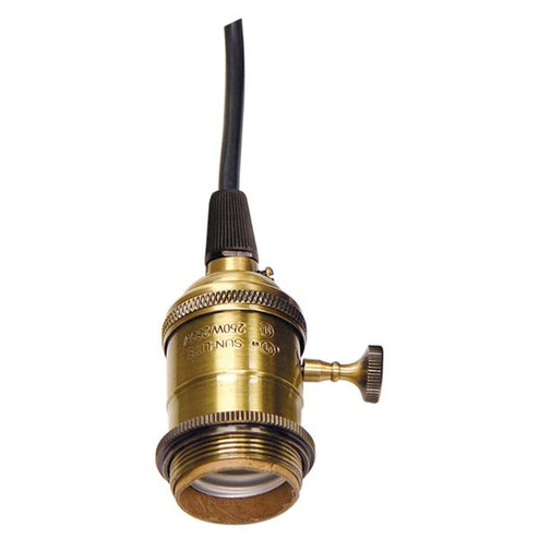 On/Off Lampholder; 4 Piece Stamped Solid Brass; Prewired; Uno Ring; 6 Foot 18/2 SVT Black Cord; (27|80/2273)