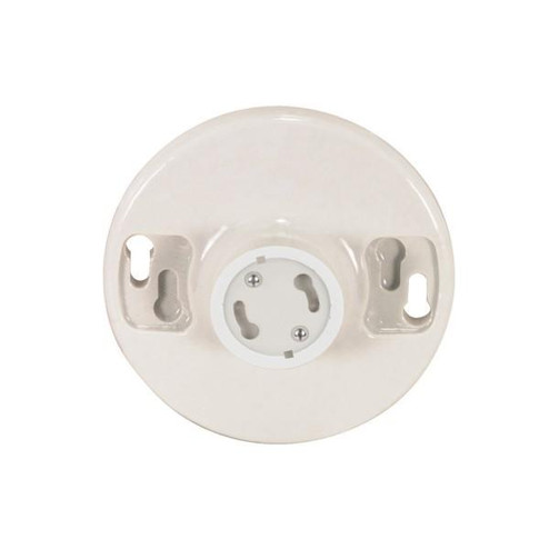 4 Terminal Keyless White Phenolic GU24 Ceiling Receptacle; Screw Terminals; 4-3/8'' Diameter; (27|90/2579)