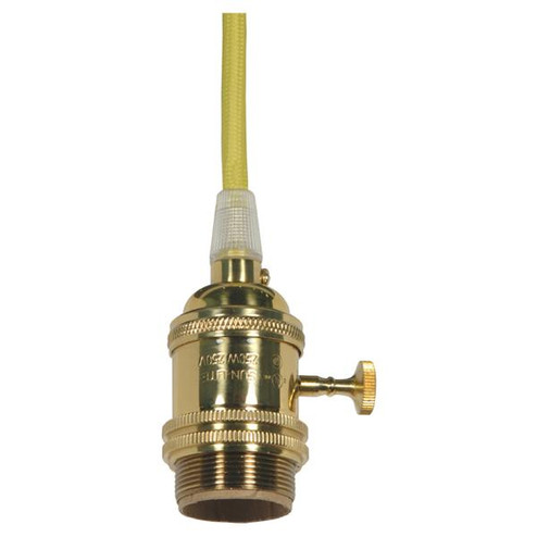 Medium base lampholder; 4pc. Solid brass; prewired; On/Off; Uno ring; 10ft. 18/2 SVT Lemon Cord; (27|80/2428)
