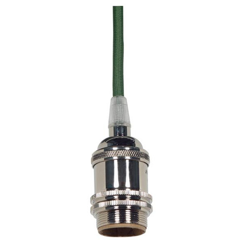Medium base lampholder; 4pc. Solid brass; prewired; Uno ring; 10ft. 18/2 SVT Dark Green Cord; (27|80/2455)