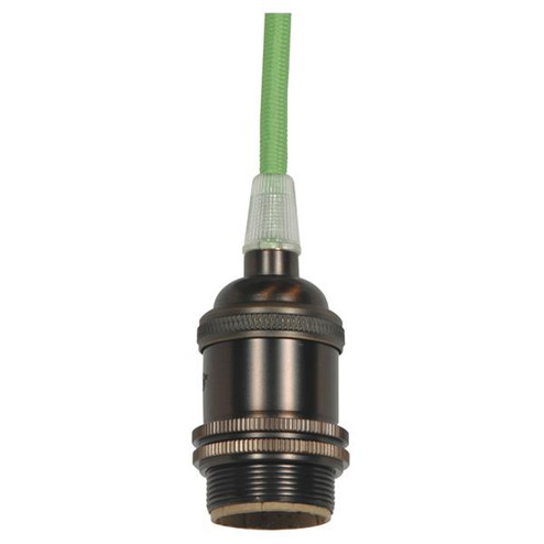 Medium base lampholder; 4pc. Solid brass; prewired; Uno ring; 10ft. 18/2 SVT Light Green Cord; Dark (27|80/2456)