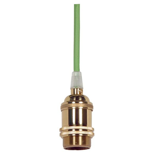 Medium base lampholder; 4pc. Solid brass; prewired; Uno ring; 10ft. 18/2 SVT Light Green Cord; (27|80/2460)