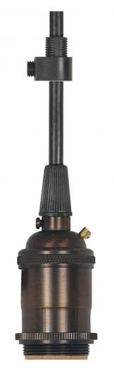 Medium base lampholder; 4pc. Solid brass; pre-wired; Keyless; 2 Uno rings; 10ft. 18/3 SVT Black (27|80/2576)
