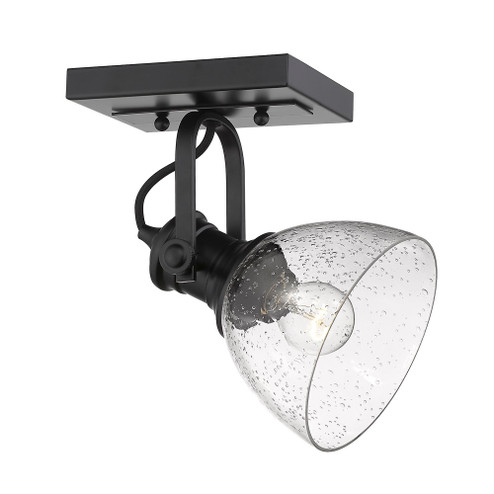 Yep by Golden Lighting Hines 1-light Adjustable Semi-Flush Mount in Matte Black and Seeded Glass (36|3118-1SF BLK-SD)