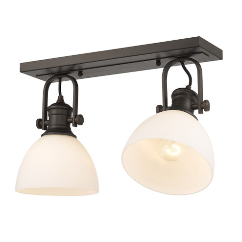 Yep by Golden Lighting Hines 2-light Semi-Flush Mount in Rubbed Bronze and Opal Glass (36|3118-2SF RBZ-OP)