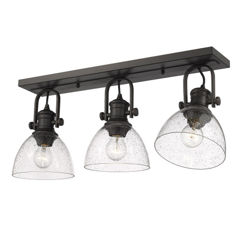 Yep by Golden Lighting Hines 3-light Semi-Flush Mount in Rubbed Bronze and Seeded Glass (36|3118-3SF RBZ-SD)
