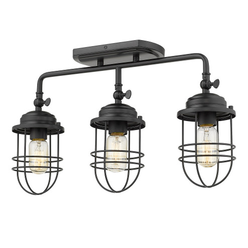 Golden Lighting Seaport 3-light Semi-Flush Mount in Matte Black (36|9808-LSF BLK)