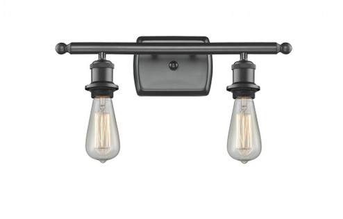 Bare Bulb - 2 Light - 16 inch - Matte Black - Bath Vanity Light (3442|516-2W-BK-LED)