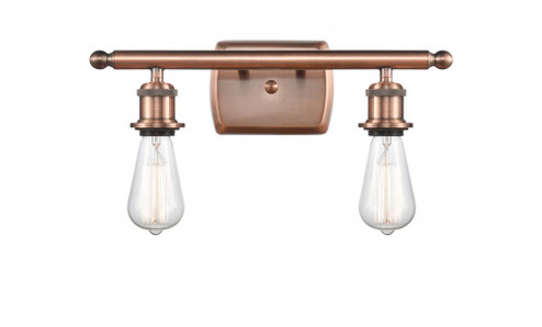 Bare Bulb - 2 Light - 16 inch - Antique Copper - Bath Vanity Light (3442|516-2W-AC-LED)