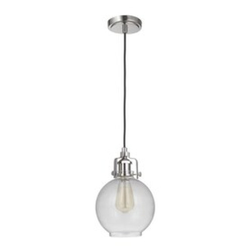 State House 1 Light Clear Cylinder Mini Pendant in Polished Nickel (20|P833PLN1-C)