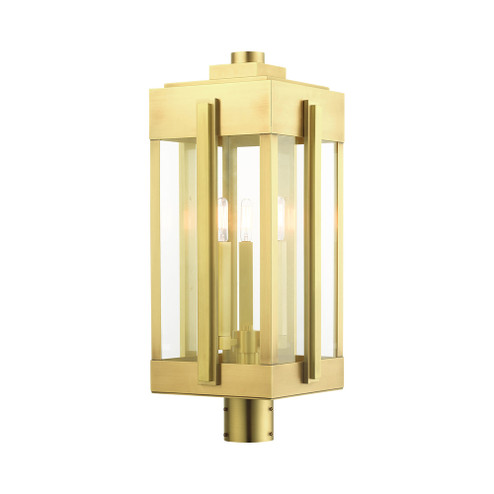 3 Lt Natural Brass Outdoor Post Top Lantern (108|27717-08)