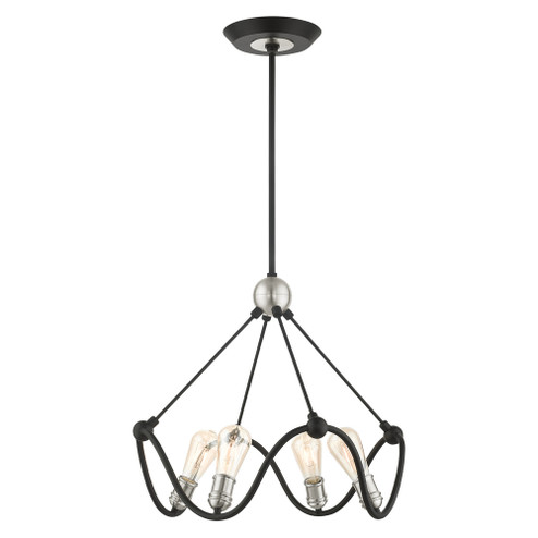 4 Lt Textured Black with Brushed Nickel Accents Chandelier (108|49733-14)