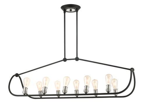 10 Lt Textured Black with Brushed Nickel Accents Linear Chandelier (108|49738-14)