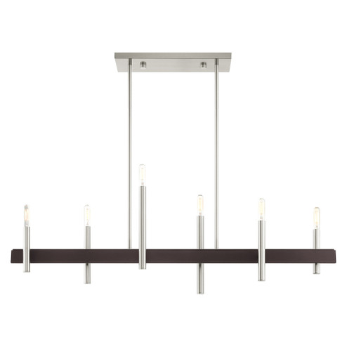 6 Lt Brushed Nickel Linear Chandelier (108|49336-91)