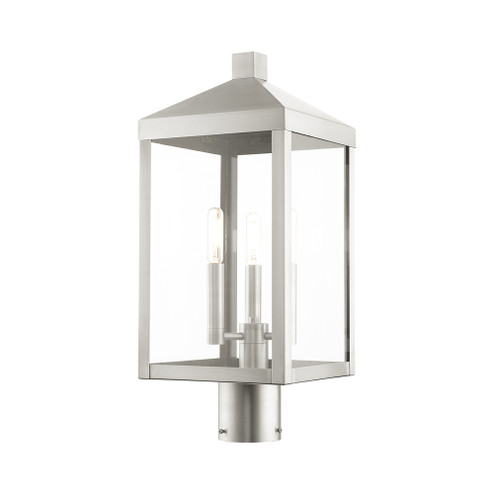 3 Lt Brushed Nickel Outdoor Post Top Lantern (108|20592-91)