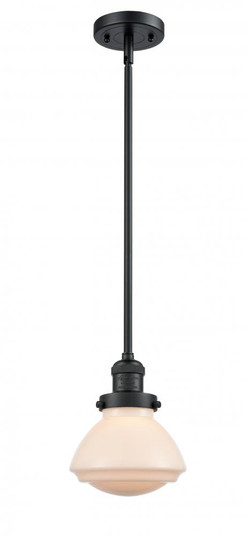 Olean - 1 Light - 7 inch - Matte Black - Stem Hung - Mini Pendant (3442|201S-BK-G321-LED)