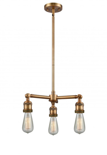 Bare Bulb - 3 Light - 15 inch - Brushed Brass - Stem Hung - Chandelier (3442|207-BB)