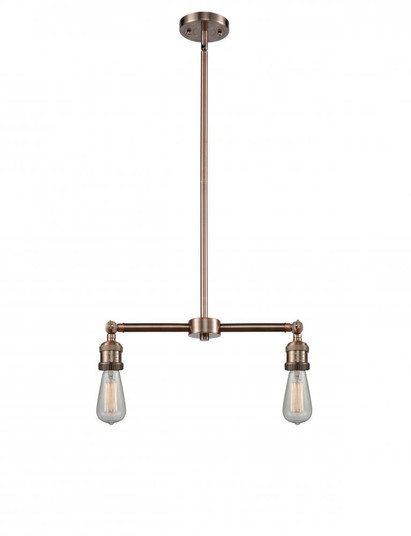 Bare Bulb - 2 Light - 8 inch - Antique Copper - Stem Hung - Adjustable Island Light (3442|209-AC)