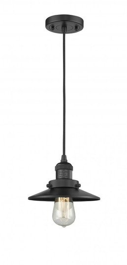 Railroad - 1 Light - 8 inch - Matte Black - Cord hung - Mini Pendant (3442|201C-BK-M6)