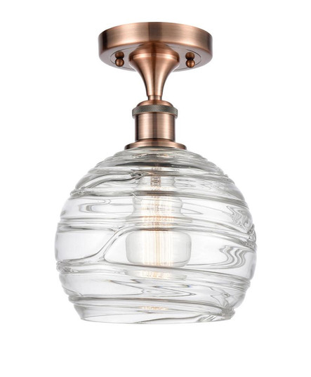 Athens Deco Swirl - 1 Light - 8 inch - Antique Copper - Semi-Flush Mount (3442|516-1C-AC-G1213-8-LED)