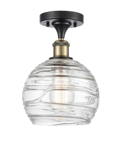 Athens Deco Swirl - 1 Light - 8 inch - Black Antique Brass - Semi-Flush Mount (3442|516-1C-BAB-G1213-8-LED)