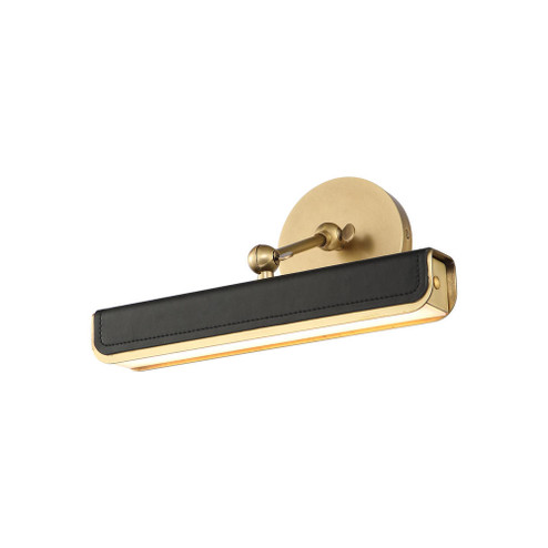 Valise Picture 12-in Vintage Brass/Tuxedo Leather Damp-Rated Dimmable LED Wall/Picture Light (7713|PL307912VBTL)