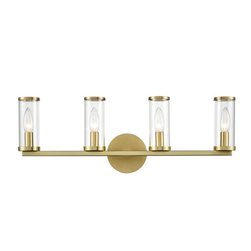 Revolve Clear Glass/Natural Brass 4 Lights Damp-Rated Wall/Vanity Light (7713|WV309044NBCG)