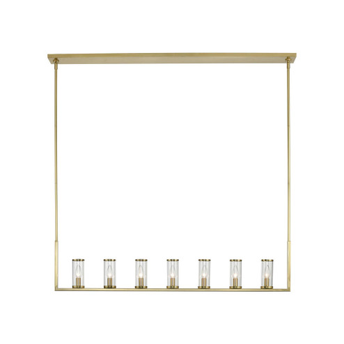Revolve Clear Glass/Natural Brass 7 Lights Linear Pendant (7713|LP309007NBCG)