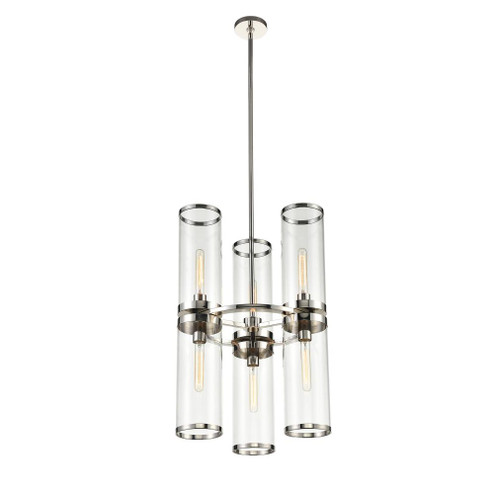 REVOLVE II CHANDELIER 6 LIGHT POLISHED NICKEL CLEAR GLASS (7713|CH311633PNCG)