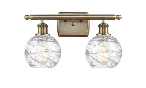 Athens Deco Swirl - 2 Light - 16 inch - Antique Brass - Bath Vanity Light (3442|516-2W-AB-G1213-6-LED)