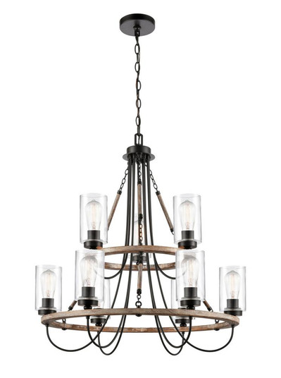 Paladin - 9 Light - 32 inch - Matte Black - Chain Hung - Chandelier (3442|442-9CR-BK-CL-LED)
