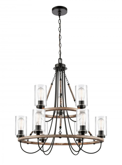 Paladin - 9 Light - 32 inch - Matte Black - Chain Hung - Chandelier (3442|442-9CR-BK-CL)