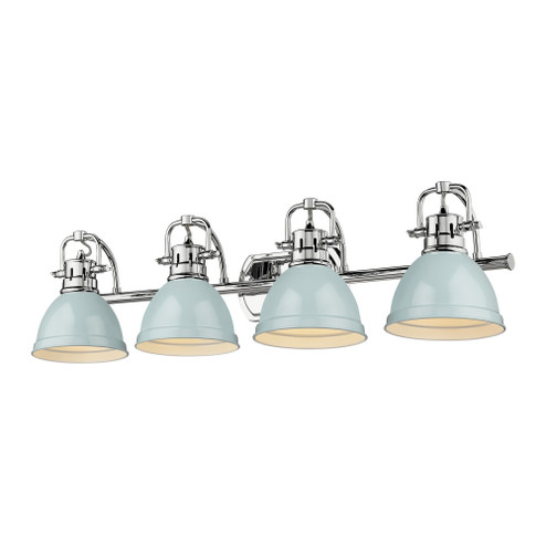 Yep by Golden Lighting Duncan 4-light Vanity in Chrome and Seafoam shade (36|3602-BA4 CH-SF)