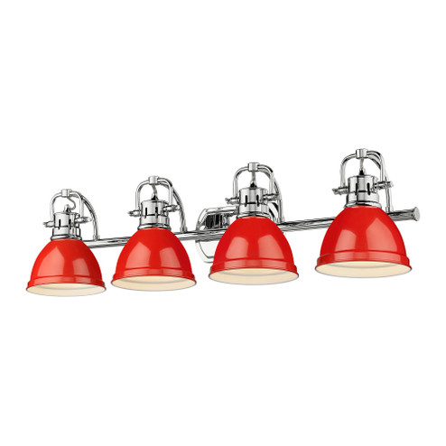 Yep by Golden Lighting Duncan 4-light Vanity in Chrome and Red shade (36|3602-BA4 CH-RD)